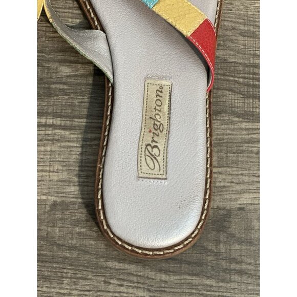 Brighton Orla Sandals Thong 7.5 Patchwork Leather Multicolor Heart With Box* - Picture 5 of 10